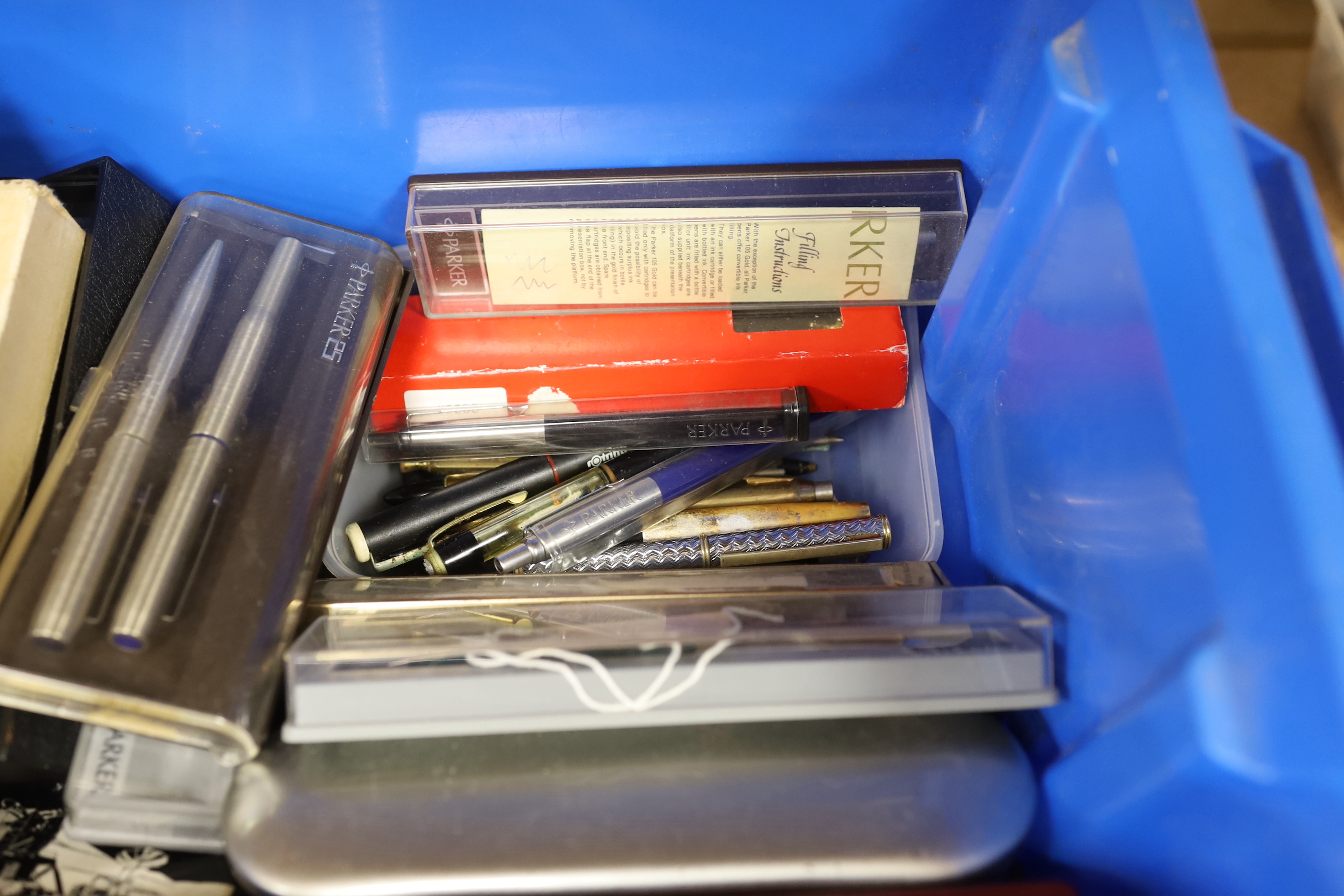 A large collection of pens and nibs including Parker, Cross and Louis Codan